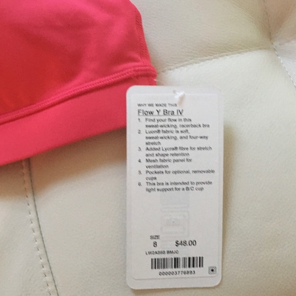 NWT BOOM JUICE PINK LULULEMON FLOW Y BRA IV - Picture 4 of 7